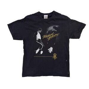 Vintage 90s Michael Jackson Shirt Mens Medium Black Graphic King Of Pop Hanes HW